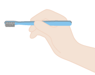 歯ブラシは鉛筆の持ち方で持ちましょう